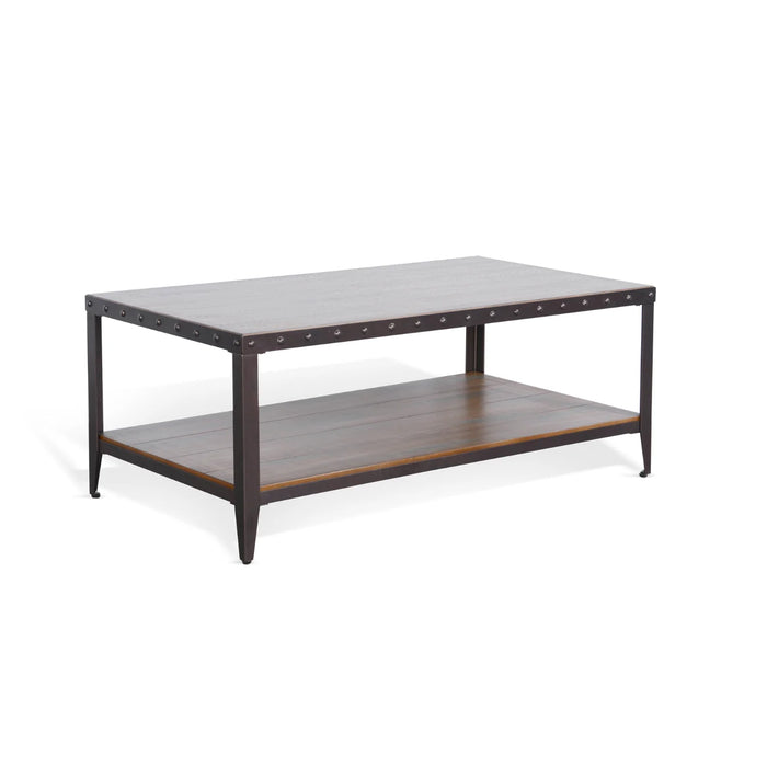 Purity Craft San Diego Metal & Solid Wood Coffee Table in Antique Brown