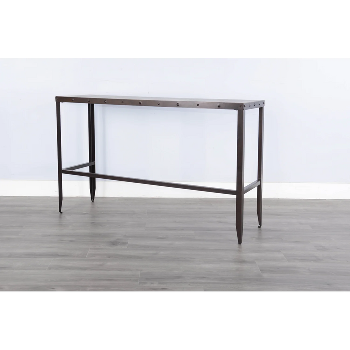 Purity Craft San Diego Wood and Metal Sofa Bar Table Antique Brown