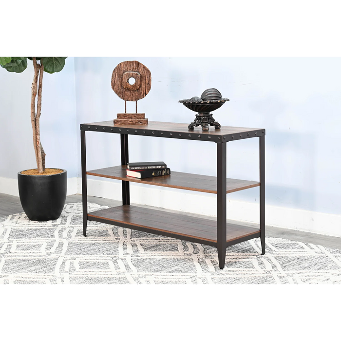 Purity Craft San Diego Metal & Solid Wood Sofa Table in Antique Brown