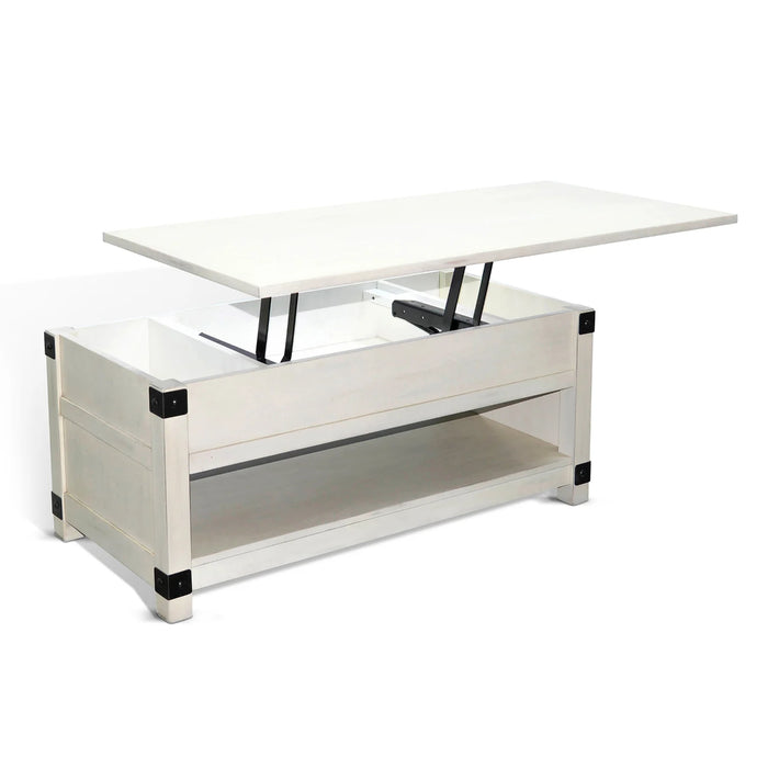 Purity Craft Bayside Wood Coffee Table with Lift Top Marble White