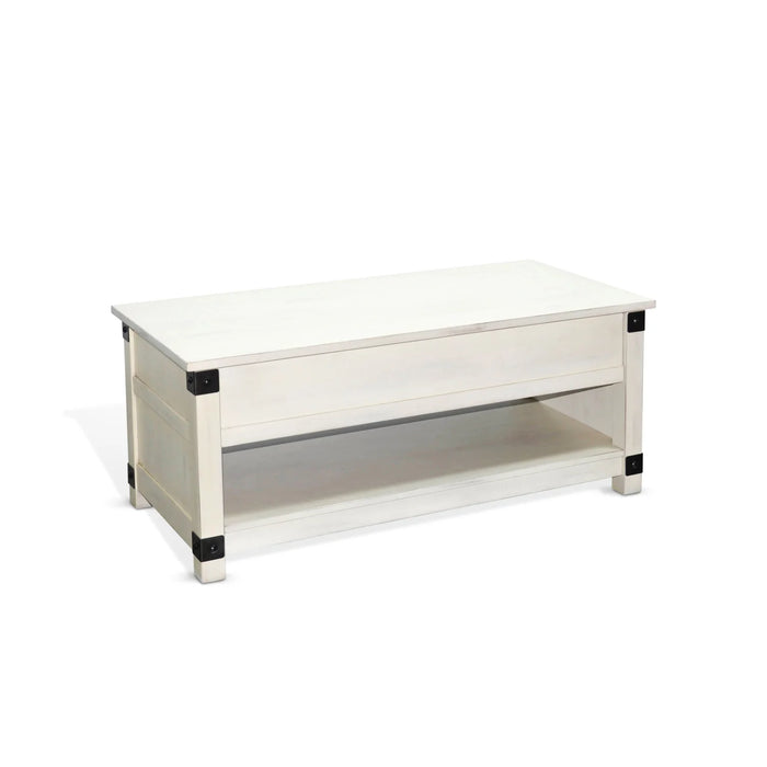 Purity Craft Bayside Wood Coffee Table with Lift Top Marble White