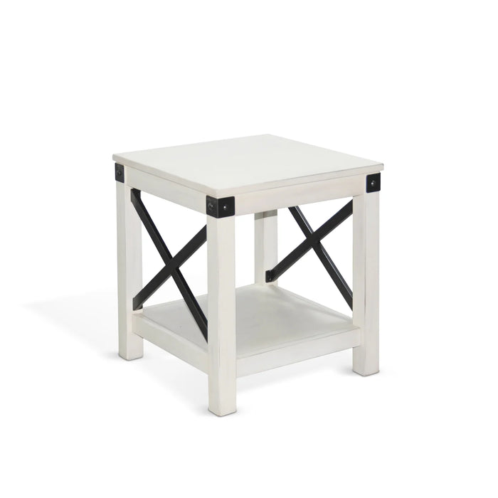 Purity Craft Bayside White Wood End Table Marble White