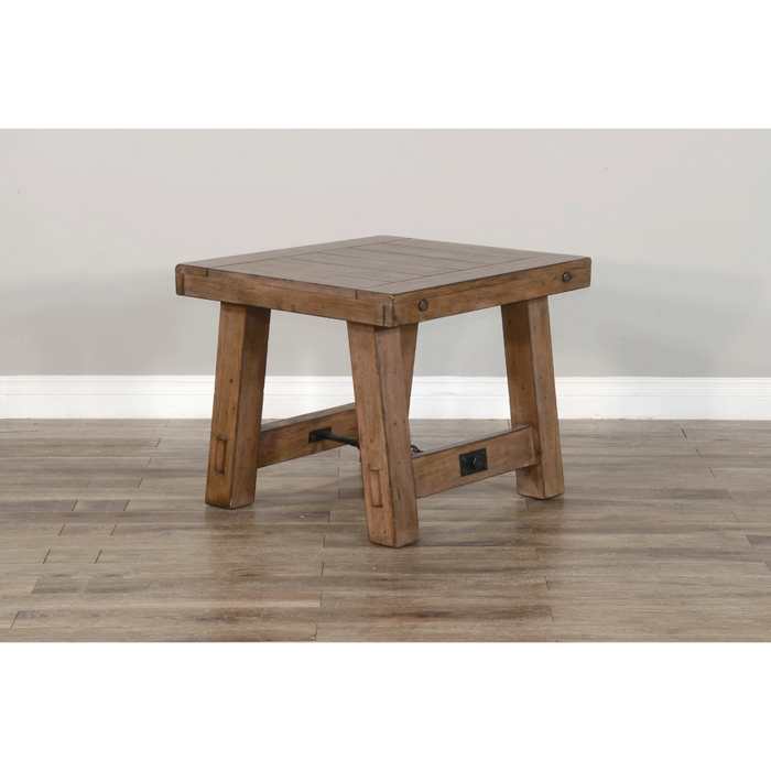 Purity Craft Doe Valley 25' Mahogany Wood End Table in Taupe Brown Buckskin