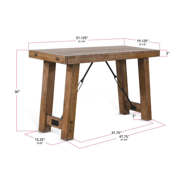 Purity Craft Doe Valley 51' Mahogany Wood Sofa/Console Table in Taupe Brown Buckskin