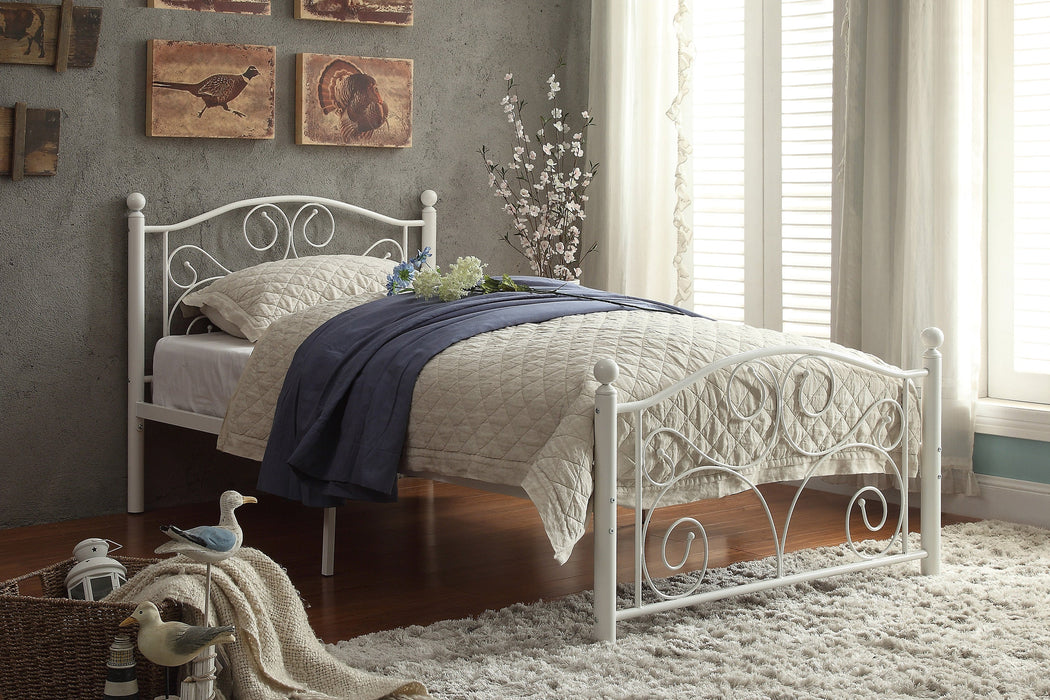 Pallina White Twin Metal Platform Bed