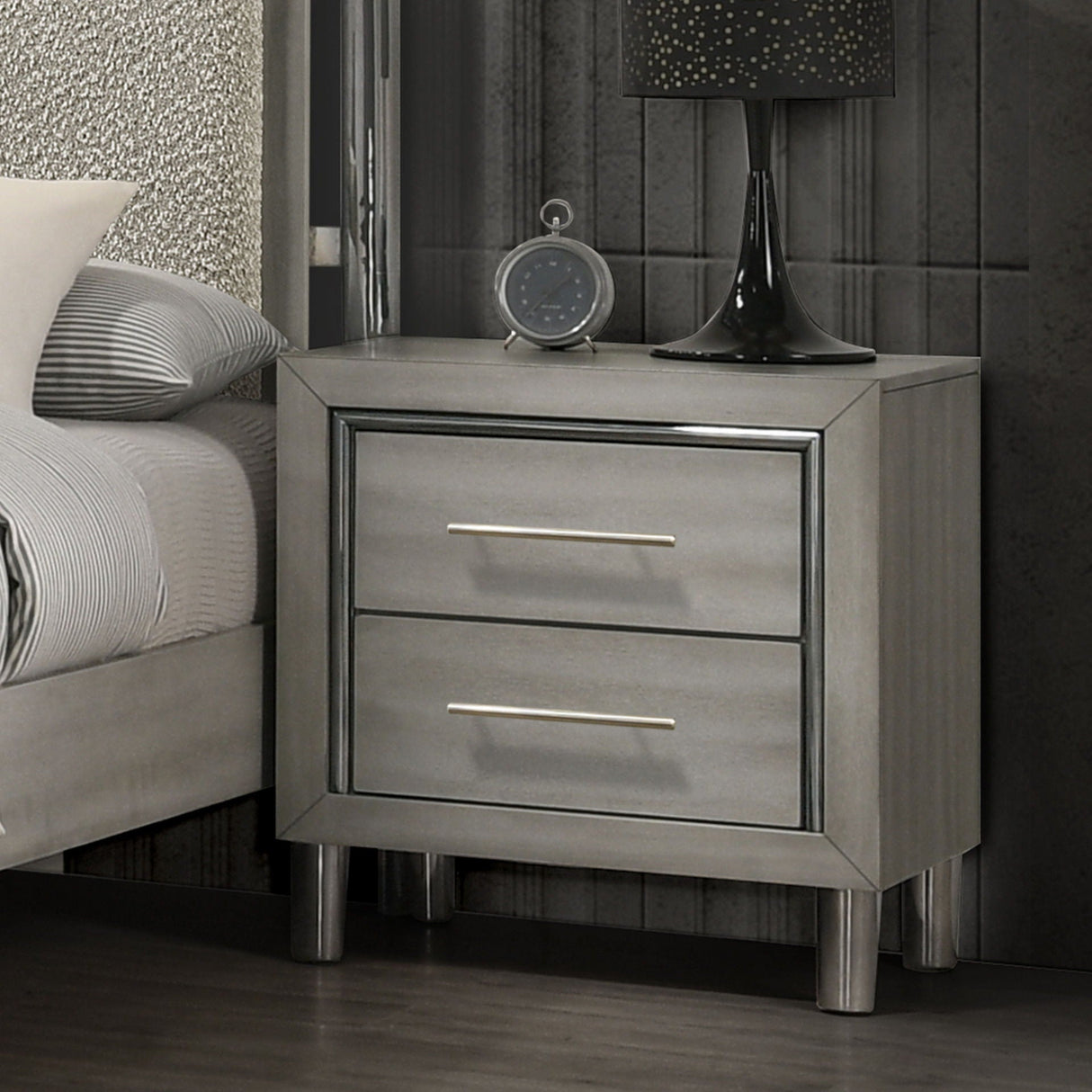 Lennox - 2 Drawer Nightstand - Gray