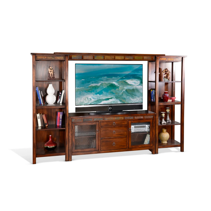 Purity Craft Santa Fe Entertainment Wall with 2 Piers Dark Chocolate