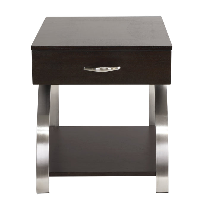 Tioga Espresso/Chrome End Table