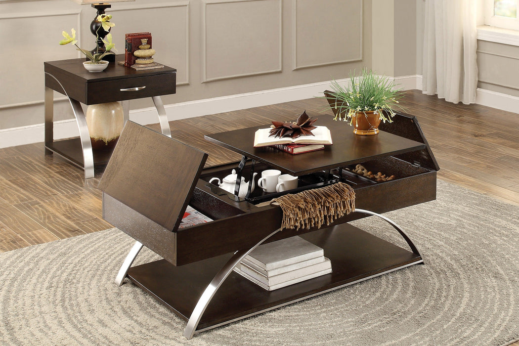 Tioga Espresso/Chrome Lift Top Cocktail Table