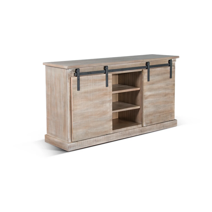 Purity Craft 65' TV Console with Barn Door Mountain Smoke