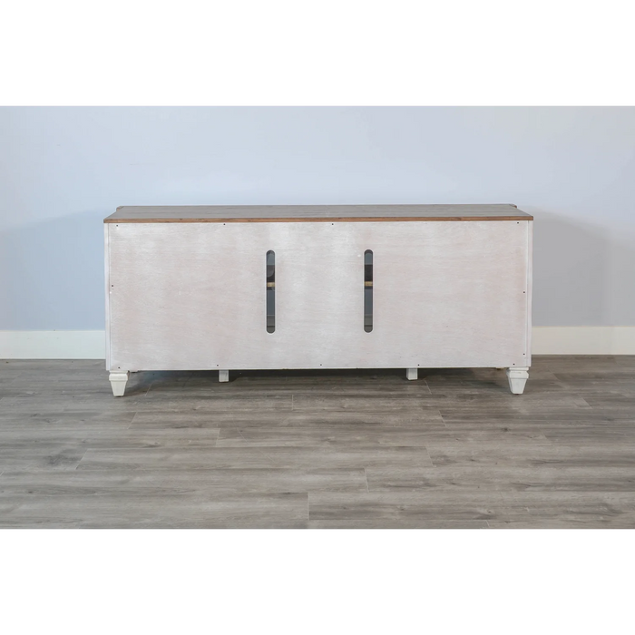 Purity Craft 72' Media Console Marble White and Buck Skin