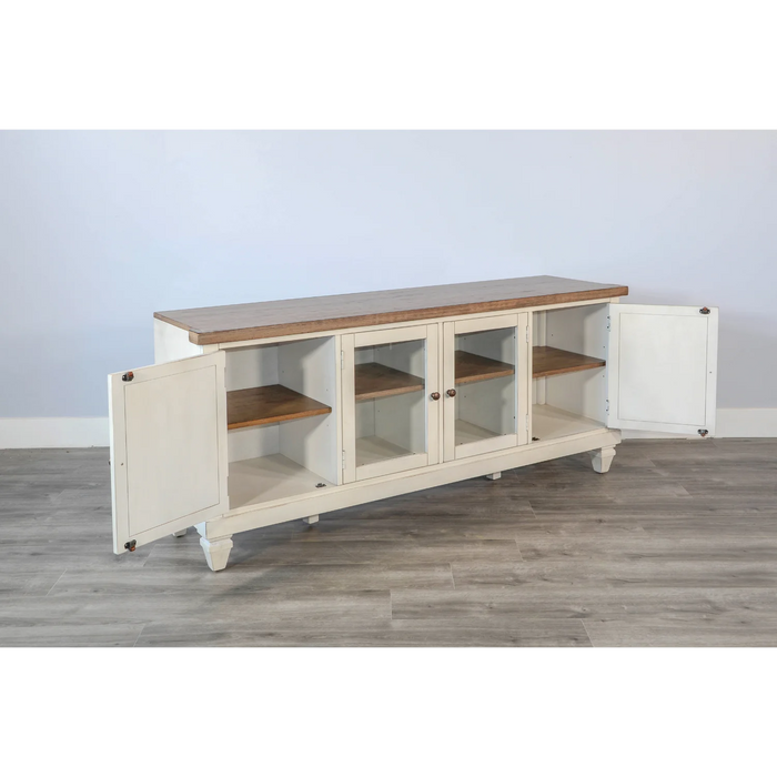 Purity Craft 72' Media Console Marble White and Buck Skin