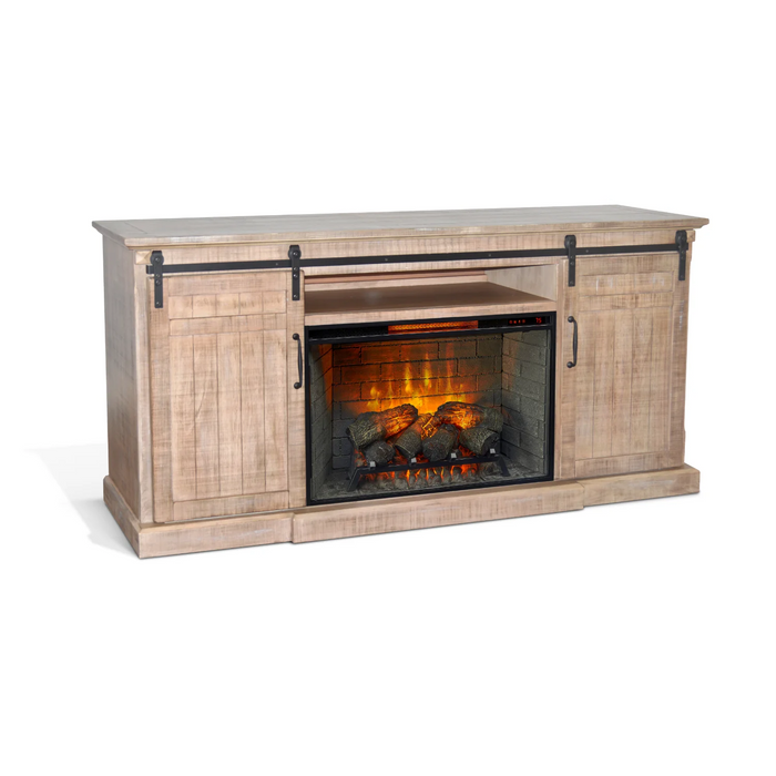 Purity Craft 78' Barn Door Media Console with Electric Fireplace Desert Rock