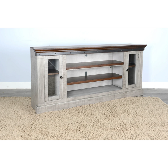 Purity Craft Media Console with Fireplace Tobacco Leaf and Alpine Grey