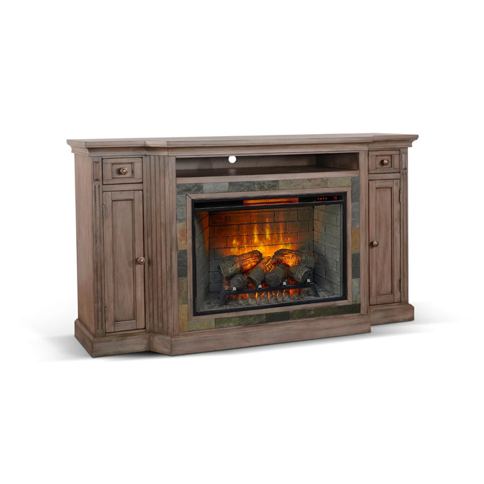 Purity Craft 72' Media Console with Electric Fireplace Buckskin