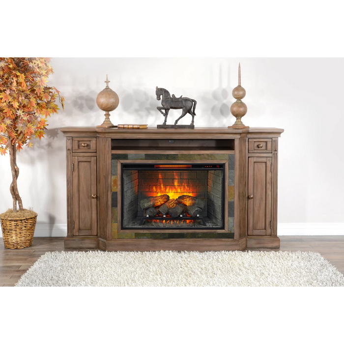 Purity Craft 72' Media Console with Electric Fireplace Buckskin