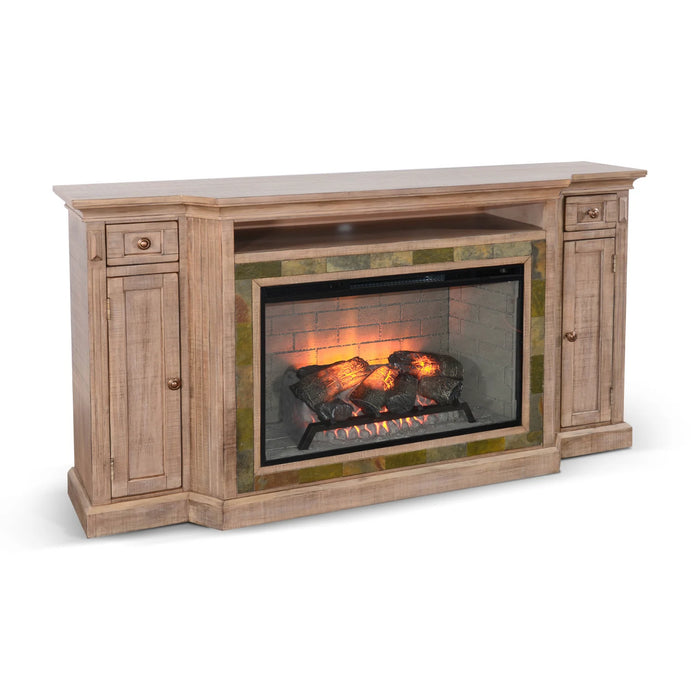 Purity Craft 72' Media Console with Electric Fireplace Desert Rock