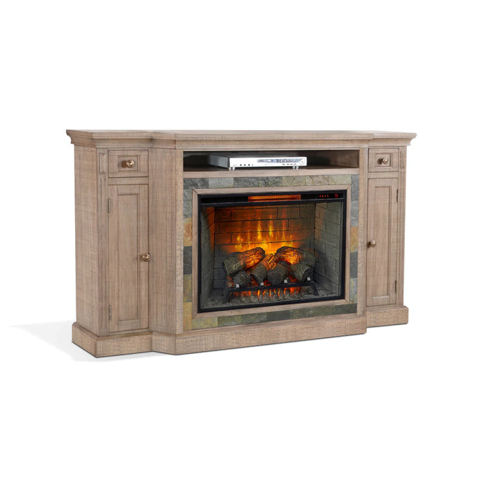 Purity Craft 72' Media Console with Electric Fireplace Desert Rock