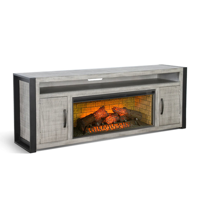 Purity Craft 78' Media Console with Electric Fireplace Alpine Grey