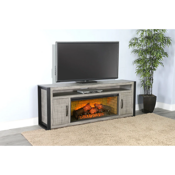 Purity Craft 78' Media Console with Electric Fireplace Alpine Grey