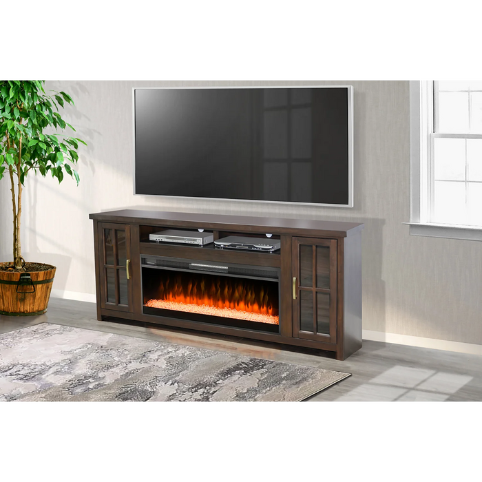 Purity Craft 76' Media Console with Electric Fireplace Coffee Bean