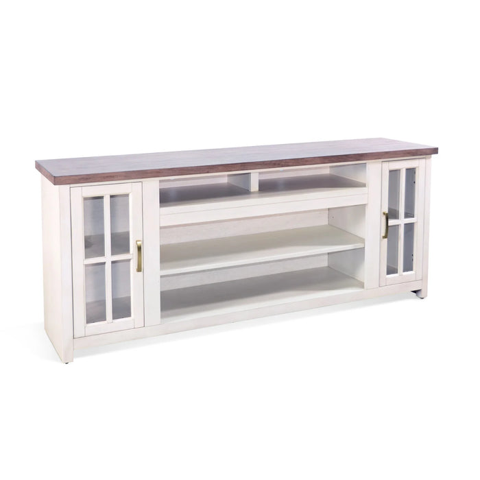 Purity Craft Media Console  Marble White and Buck Skin