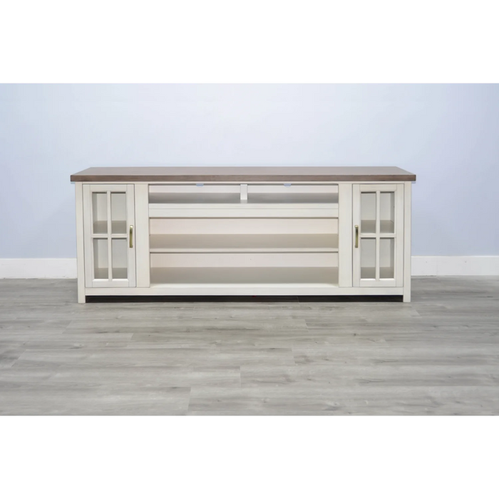 Purity Craft Media Console  Marble White and Buck Skin