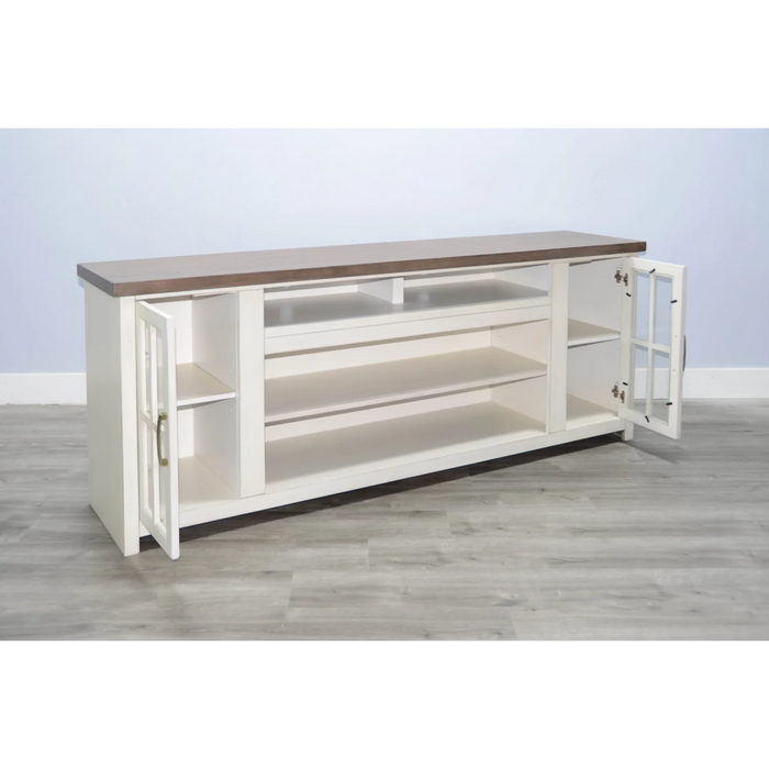 Purity Craft Media Console  Marble White and Buck Skin