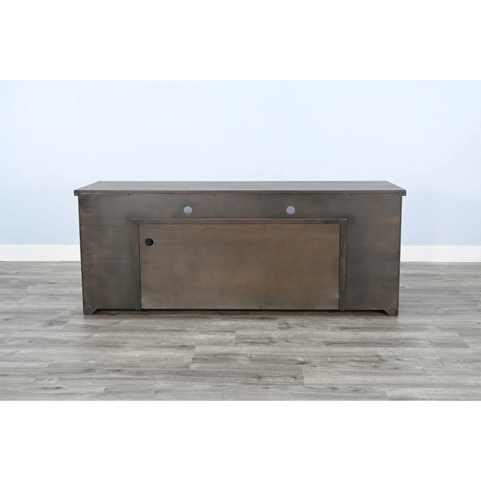 Purity Craft 76' Media Console with Electric Fireplace Tobacco Leaf and Alpine Grey