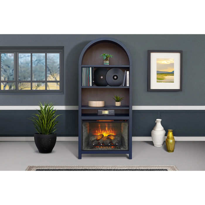 Purity Craft 37' Arch Bookcase with Electric Fireplace Black Magic