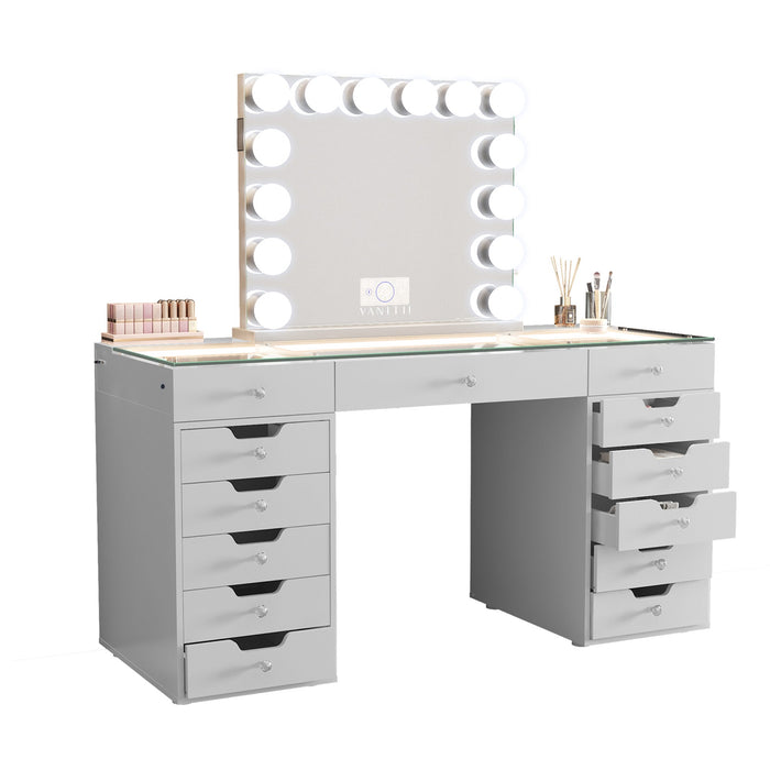 VANITII Eva Vanity Desk - 13 Storage Drawers