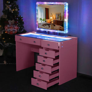 Promotion Deal!VANITII Diana Vanity Desk Set- 8 Storage Drawers with Vanity Mirror