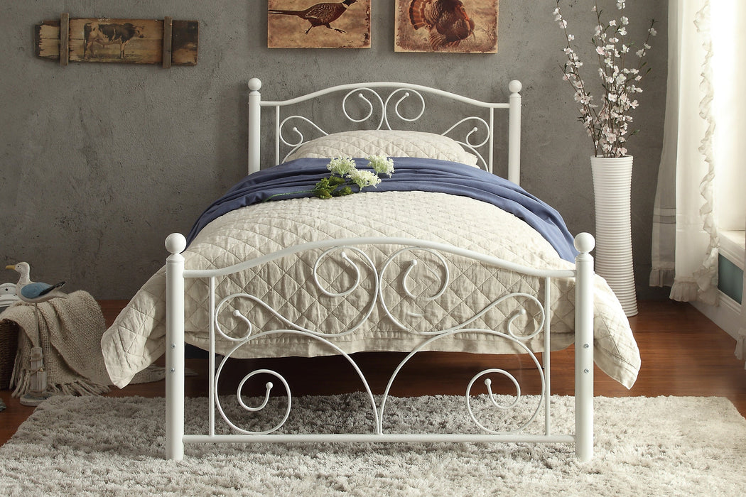 Pallina White Twin Metal Platform Bed