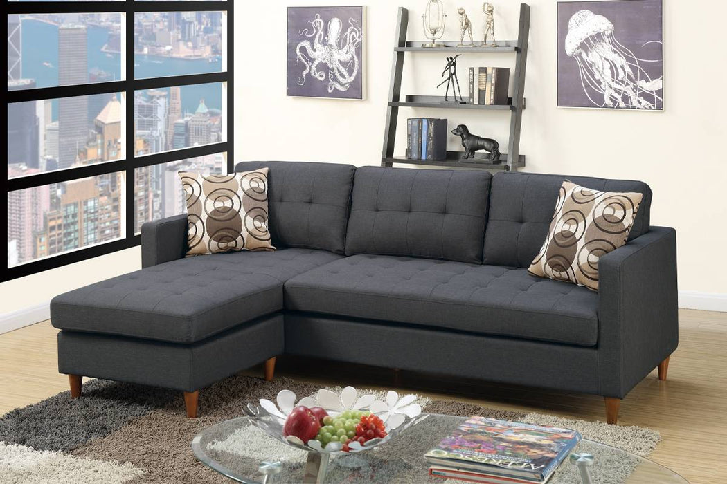 2pc Reversible Sectional W/2 Accent Pillows - Blue Grey