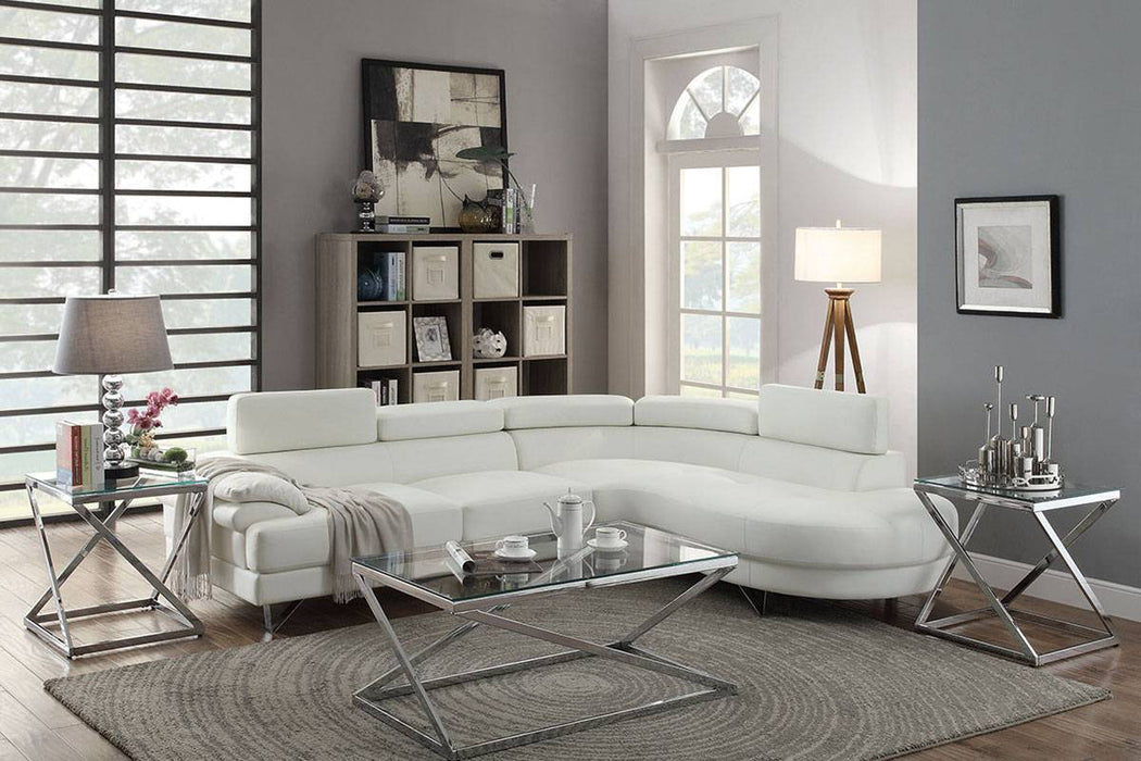 Left Facing Sofa, Right Facing Chaise Sectional Set - White