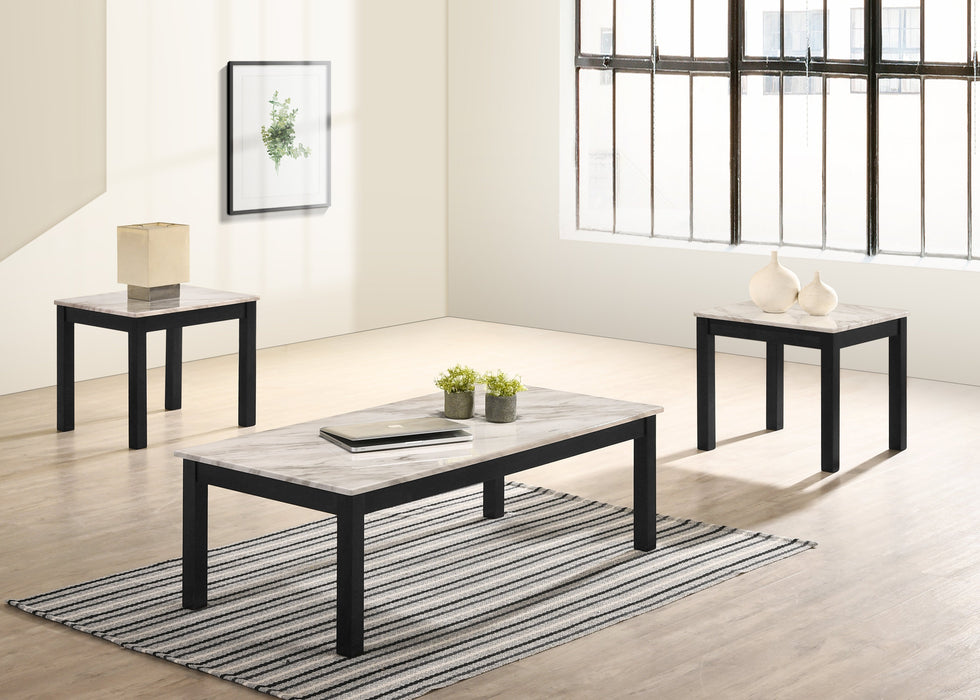 Thurner Marble White 3-Piece Coffee Table Set