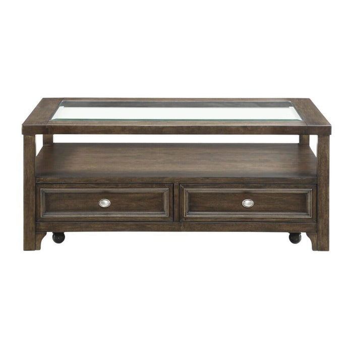 Auburn Transitional Charcoal Brown Wood Cocktail Table