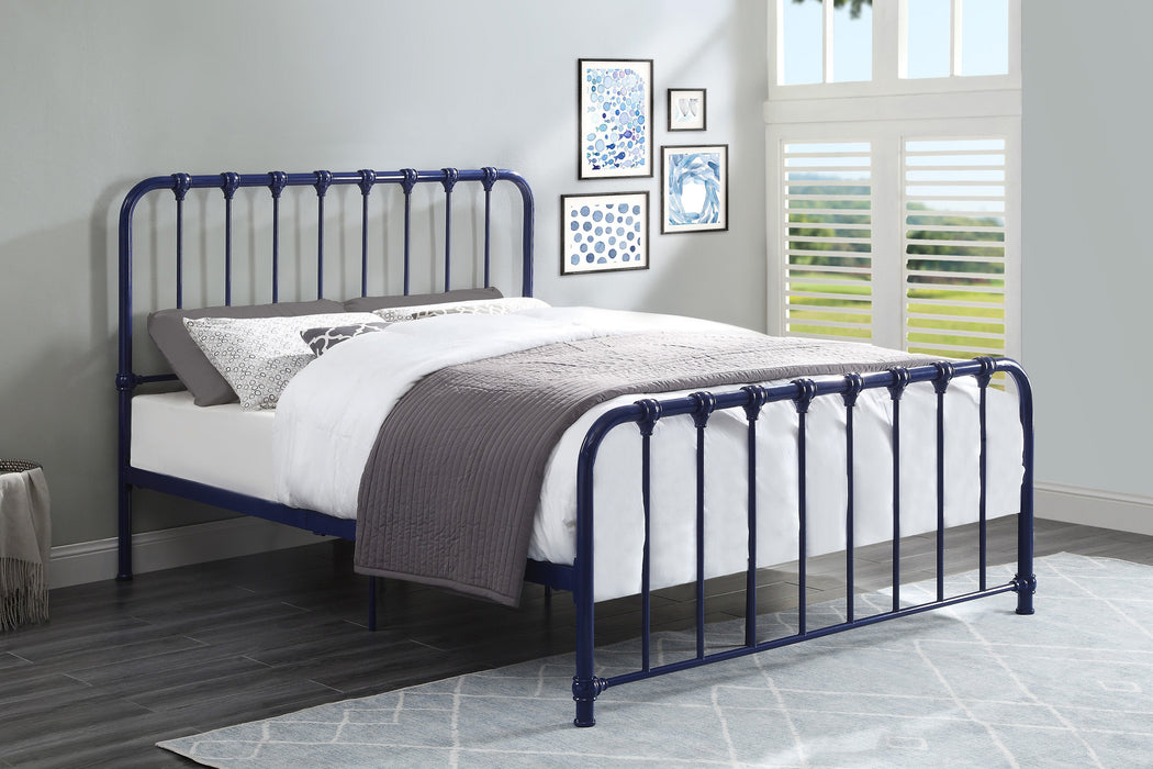 Bethany Blue Full Metal Platform Bed