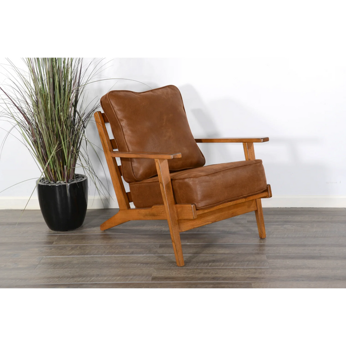 Purity Craft Mid-Century Wood Accent Chair with Cushions Rustic Oak