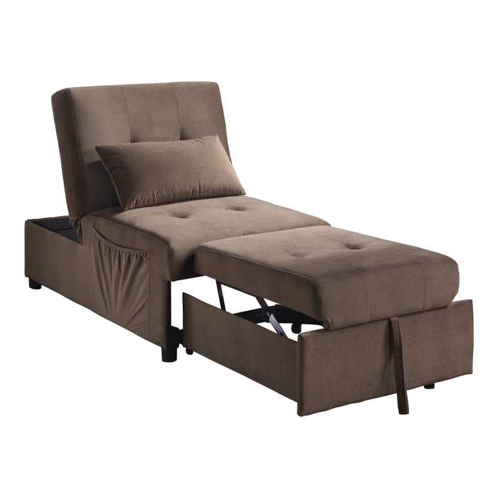 Garrell Brown Velvet Lift Top Storage Bench with Pull-out Bed