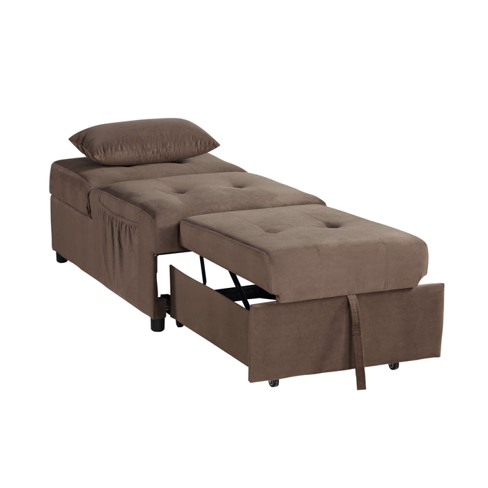 Garrell Brown Velvet Lift Top Storage Bench with Pull-out Bed