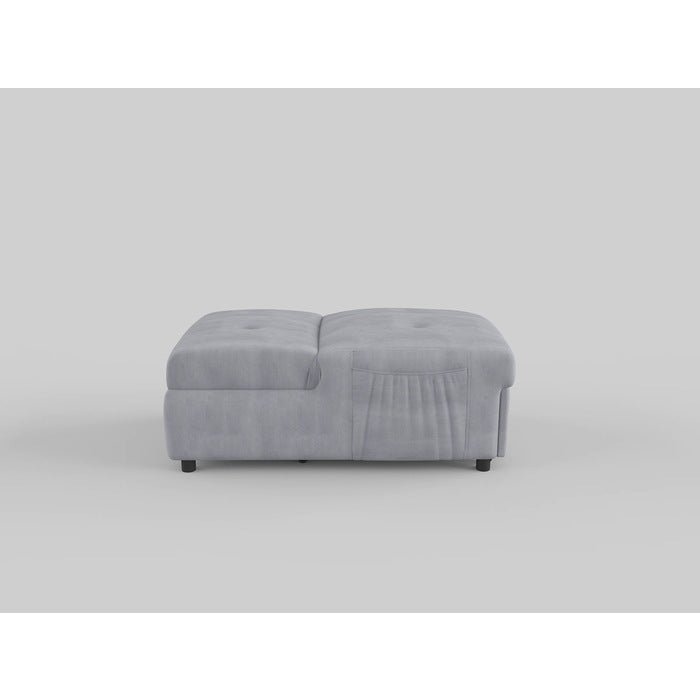 Garrell Gray Velvet Lift Top Storage Bench with Pull-out Bed