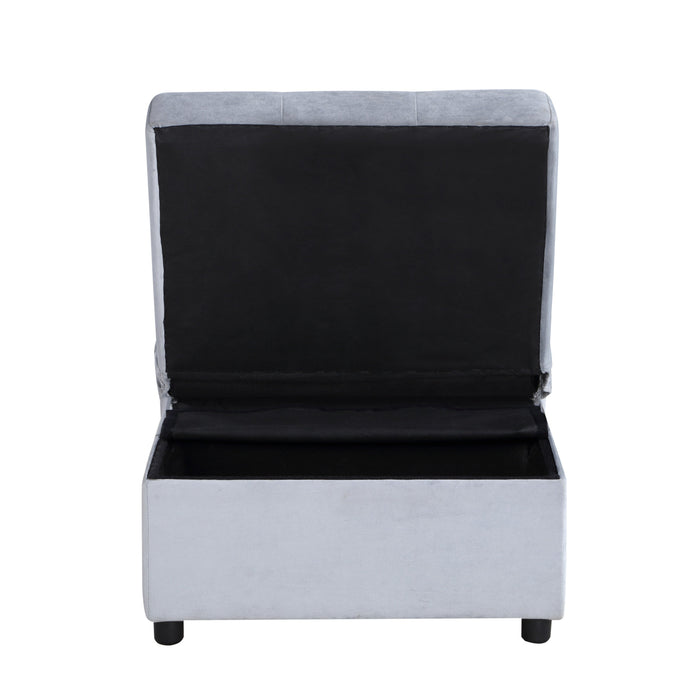 Garrell Gray Velvet Lift Top Storage Bench with Pull-out Bed