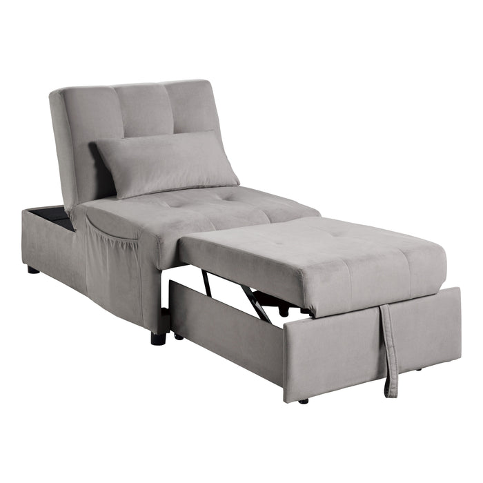 Garrell Brownish Gray Velvet Lift Top Storage Bench with Pull-out Bed