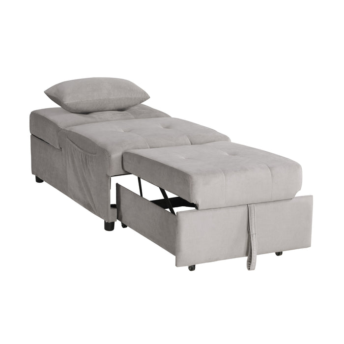 Garrell Brownish Gray Velvet Lift Top Storage Bench with Pull-out Bed