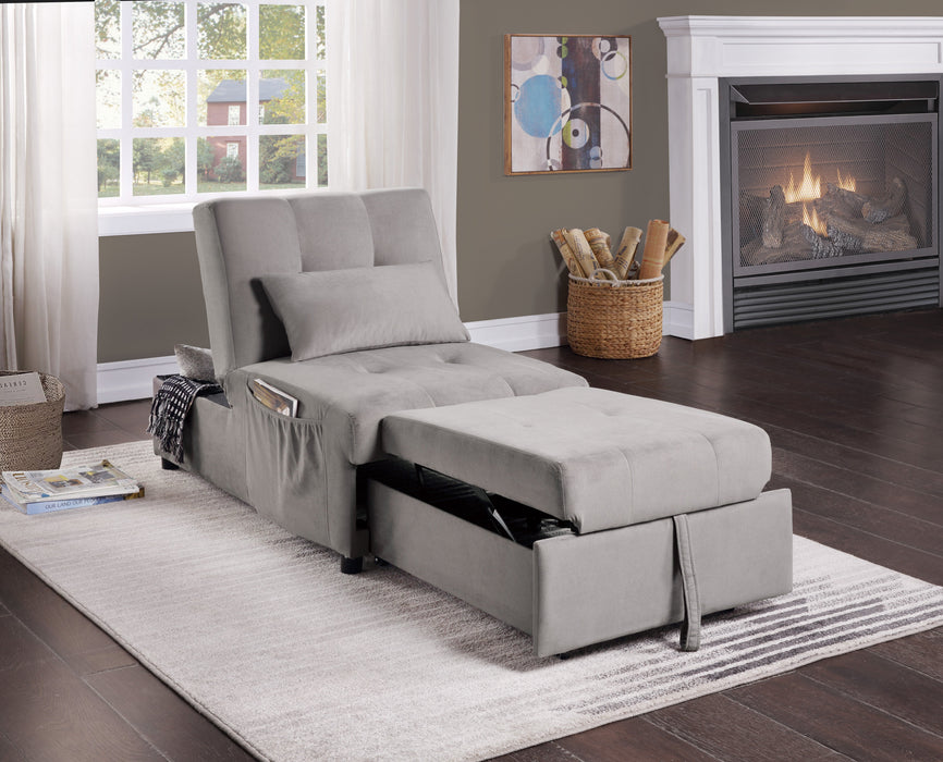 Garrell Brownish Gray Velvet Lift Top Storage Bench with Pull-out Bed