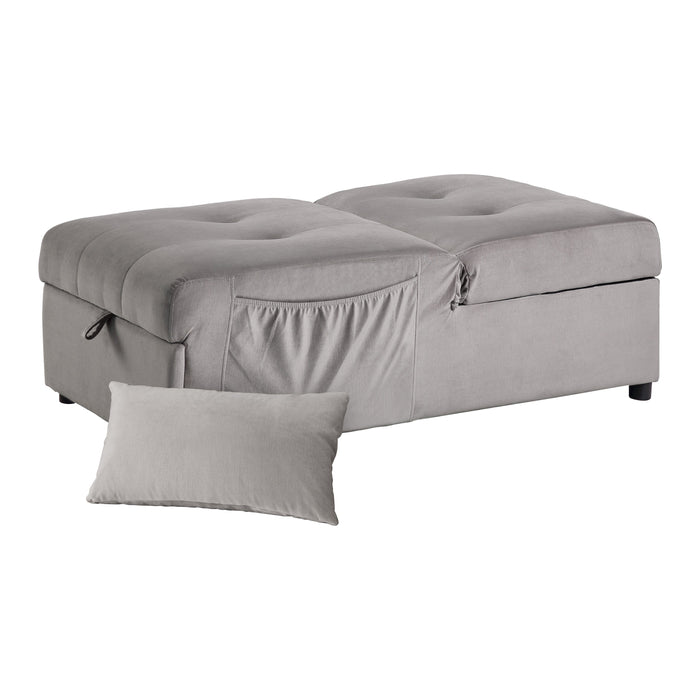 Garrell Brownish Gray Velvet Lift Top Storage Bench with Pull-out Bed