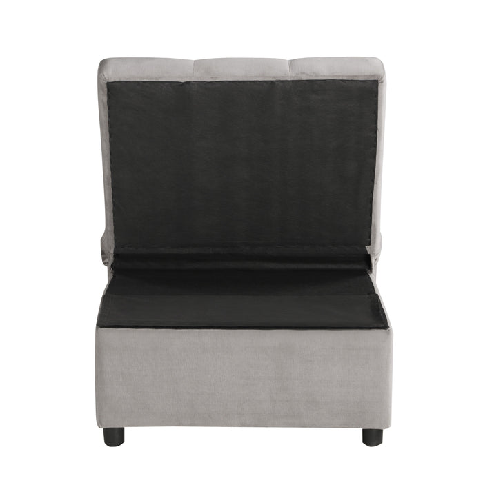 Garrell Brownish Gray Velvet Lift Top Storage Bench with Pull-out Bed