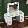Promotion Deal! VANITII Eva-RGB Vanity Desk Set with 13 Storage Drawers and 15 Bulbs Light Mirror