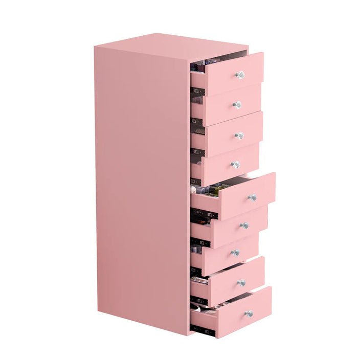 VANITII 9-Drawer Makeup Vanity Storage Unit-Pink